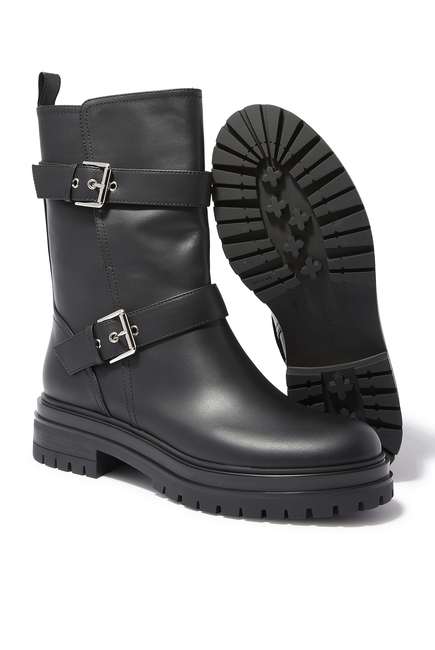 Thiago Leather Double Strap Ankle Bootie